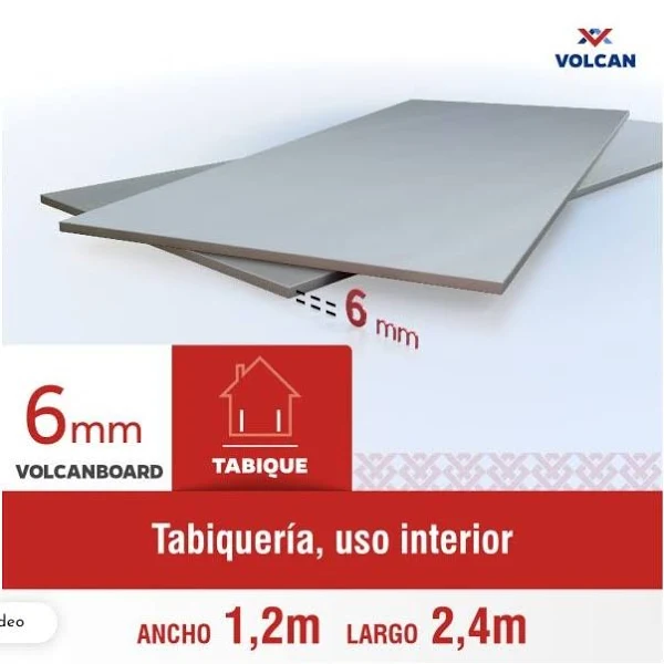 Fibrocemento 6mm 1.2 x 2.4 mts Volcanboard
