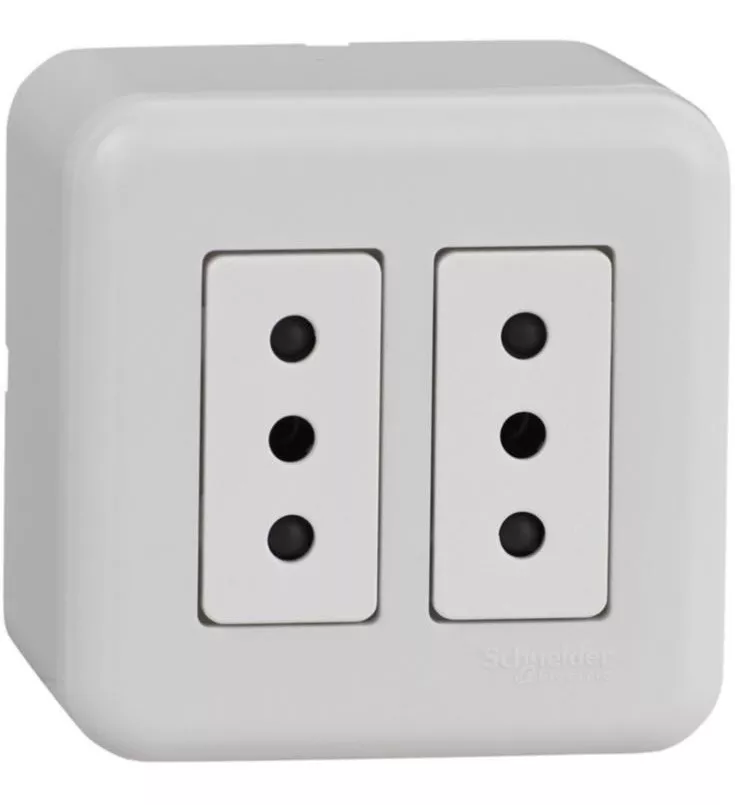 Enchufe doble 10A Sobrepuesto blanco Schneider