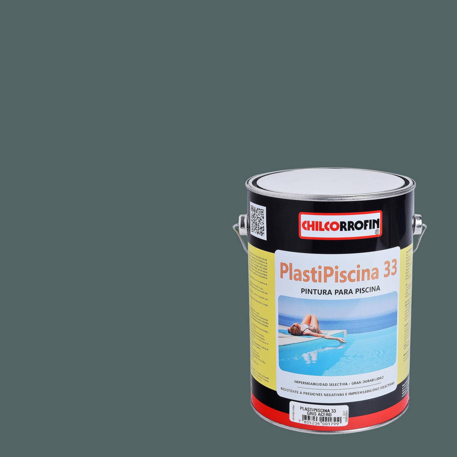 Plastipiscina 33 gris acero 1gl Chilcorrofin