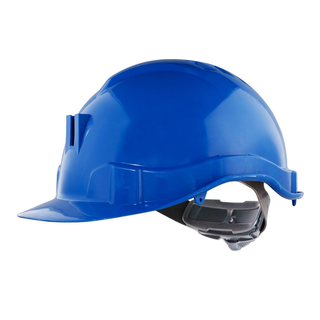 Casco con arnes plastico azul Lioi