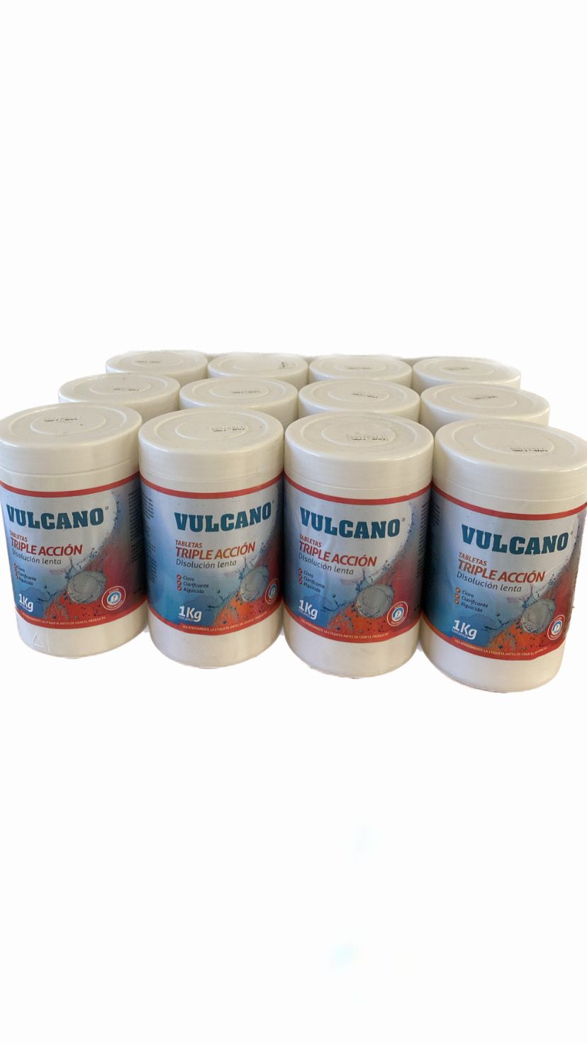 Kit 12 unidades de 1 kg cloro triple accion Vulcano