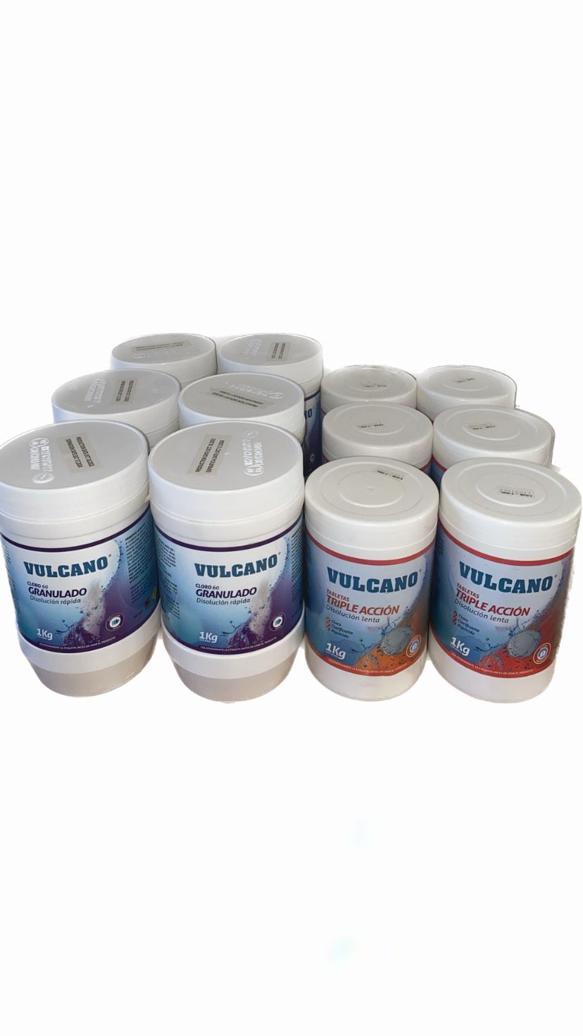 Kit 6 kg cloro granulado y 6 kg cloro triple accion Vulcano