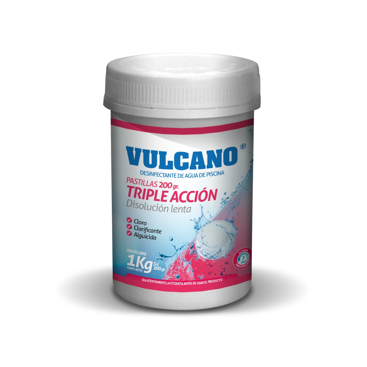 Cloro tabletas 1kg triple accion Vulcano