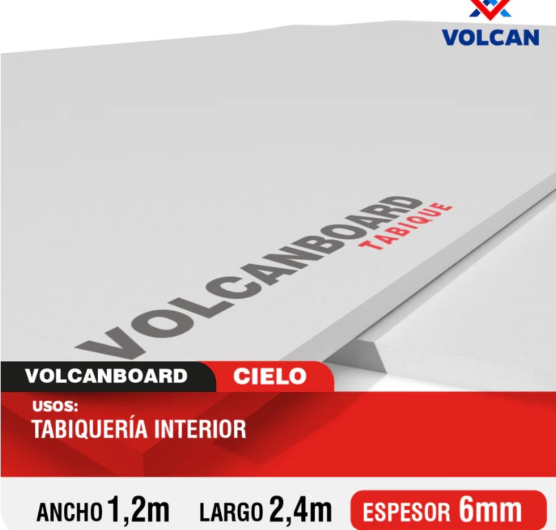Fibrocemento 6mm 1.2 x 2.4 mts Volcanboard
