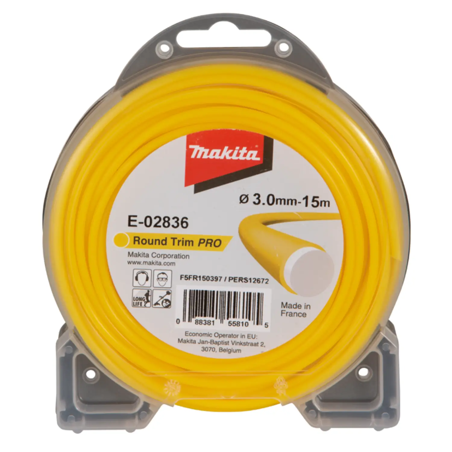 Nylon orillar redondo doble capa amarillo//3,0 mm/15 mt Makita