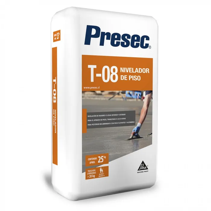 Mortero nivelador piso T08 25 Kilos Presec