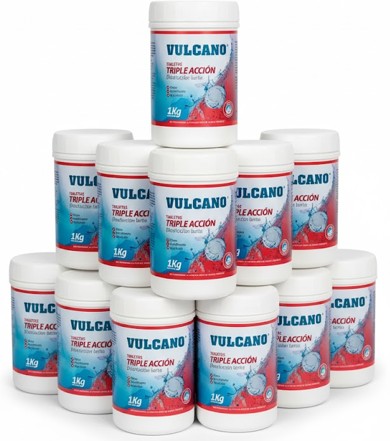 Kit 12 unidades de 1 kg cloro triple accion Vulcano