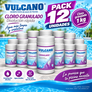 Kit 12 unidades de 1 kg cloro granulado Vulcano