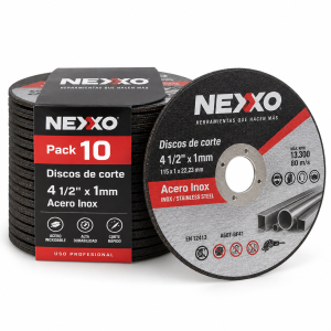 Pack 10 Discos corte 4 1/2″ x 1 mm acero inox NEXXO