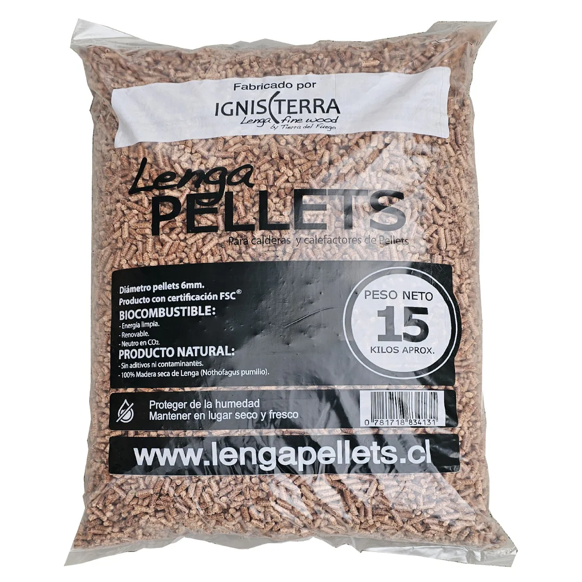 Pellet de Lenga Premium Ignisterra – 15kg 🔥Poder calórico superior a 4.500 kcal/kg🔥(entrega a partir jueves 25 Junio)
