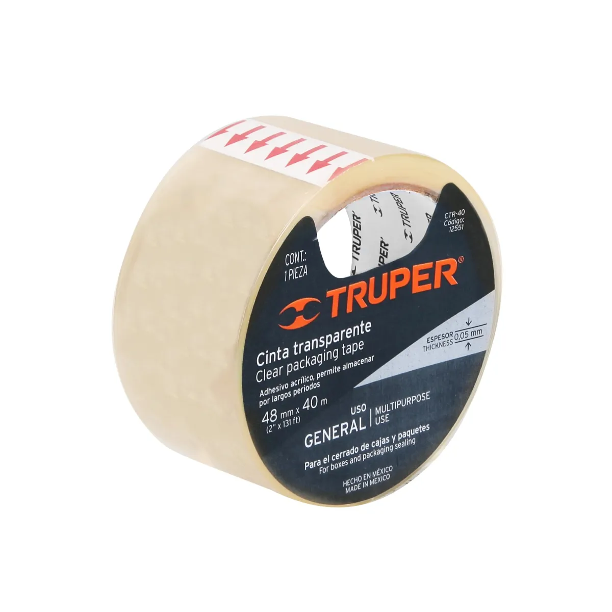 Cinta embalaje transparente 48mm x 40 mts  Truper