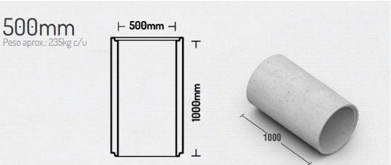 Tubo Concreto ancho 50 cms x largo 100 cms Aconcret