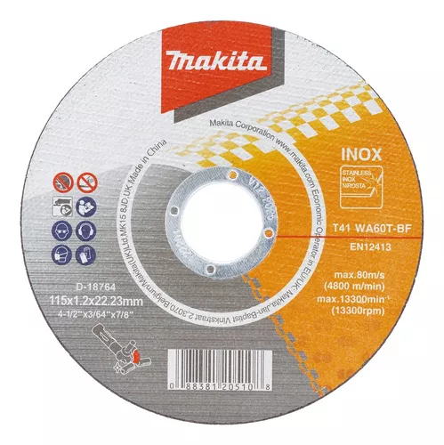 Disco corte metal inox 4 1/2´´ 115 x 1,2 x 22,23mm Makita