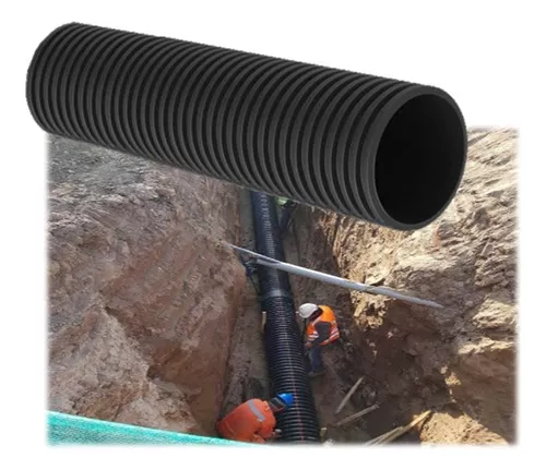 Tuberia HDPE colector corrugado 200mm x 6 Mts