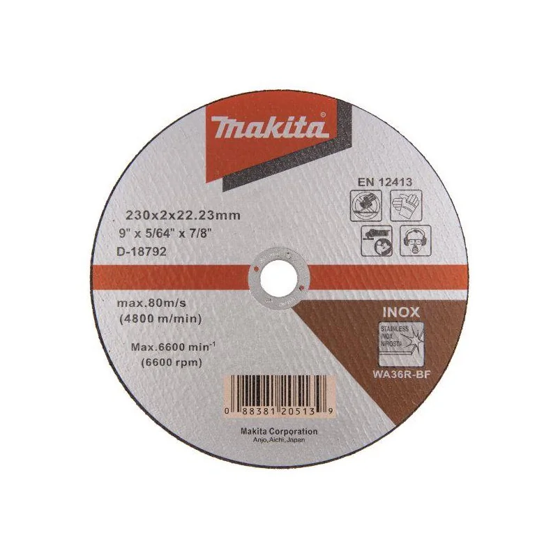 Disco corte metal inox 9´´ (230 x 2 x 22,23mm) Makita