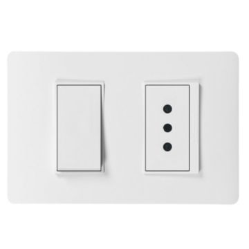 Enchufe 10A + interruptor 9/12 Luzica blanco Bticino