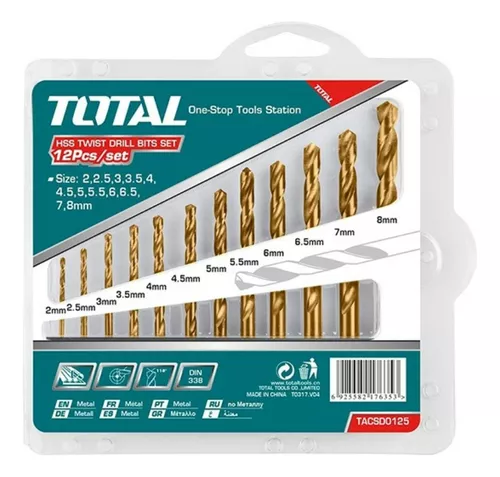 Set de brocas para metal 12pzs HSS Total