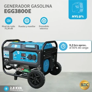 Generador EGG3800E 3.1KVA bencina partida eléctrica Hylux