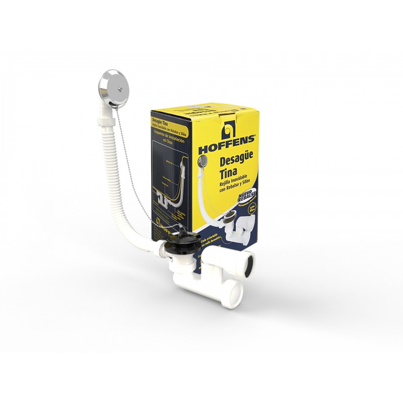 Desague Tina con Rebalse y sifón orientable Hoffens