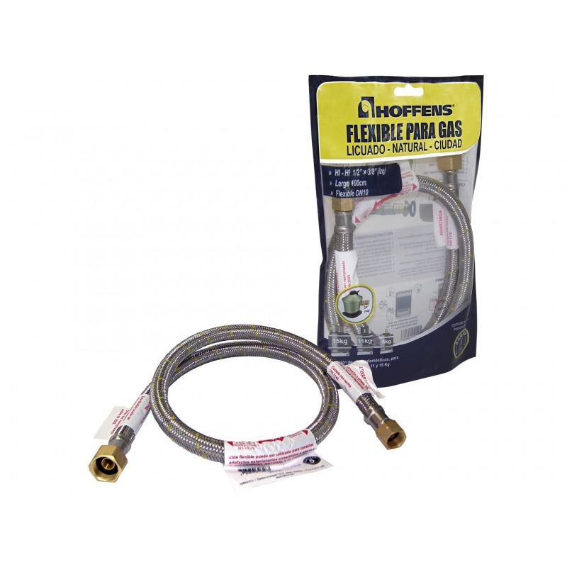 Flexible gas 3/8  hilo izquierdo x 1/2 x 60cm Hoffens