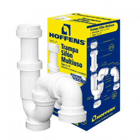 Trampa sifón Multiuso Tipo S y P  1 1/2 -1 1/4  Hoffens