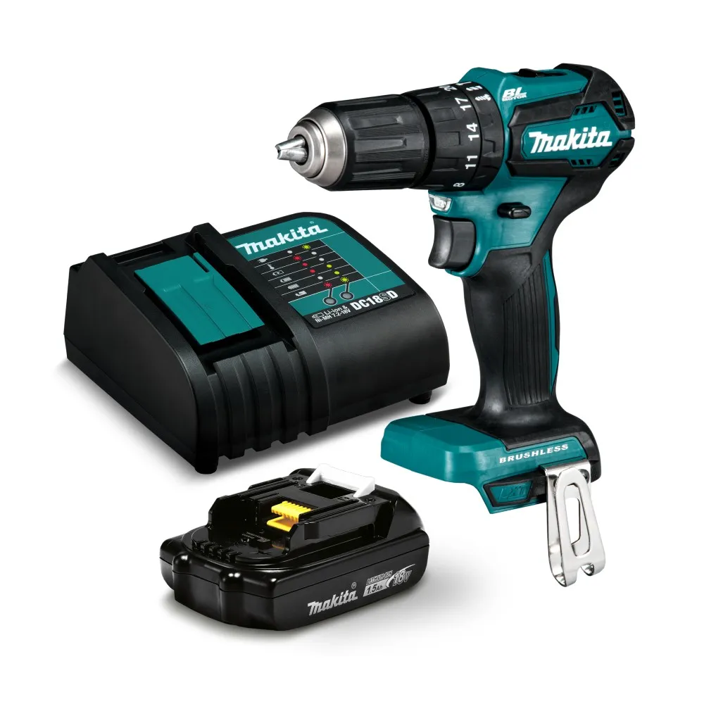 Taladro percutor 18V 13mm 1 Batería 1.5AH + cargador (DHP483SY) Makita