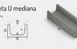 Canaleta concreto mediana 23 cms x 36cms  x 1 mt Aconcret