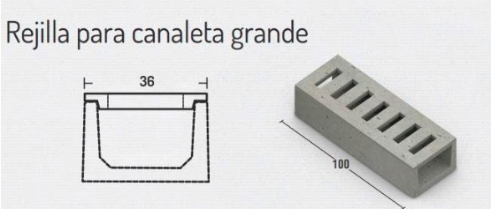 Rejilla para canaleta concreto mediana  36 cm x 1 mts Aconcret