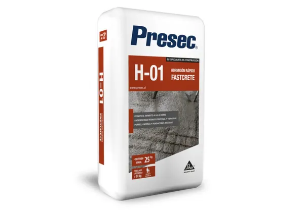 Mortero concreto rápido H-30  (H-01) 25kg Presec