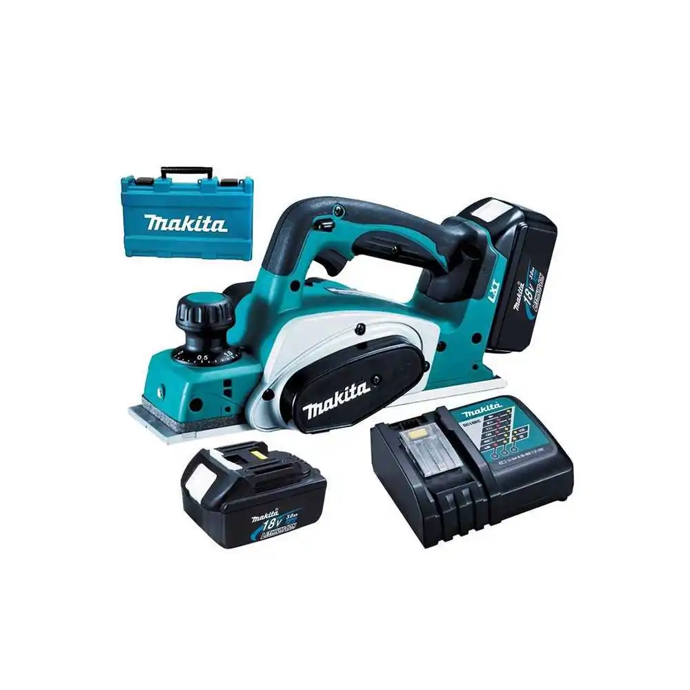 Cepillo inalámbrico 82mm 2 baterías 3Ah + cargador (DKP180RFE) Makita