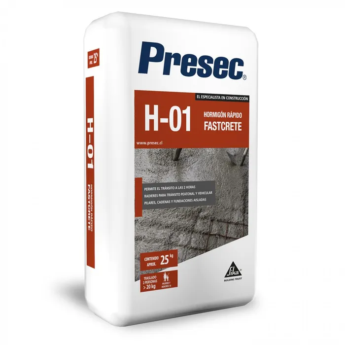 Mortero concreto rápido H-30 (H-01) 25kg Presec