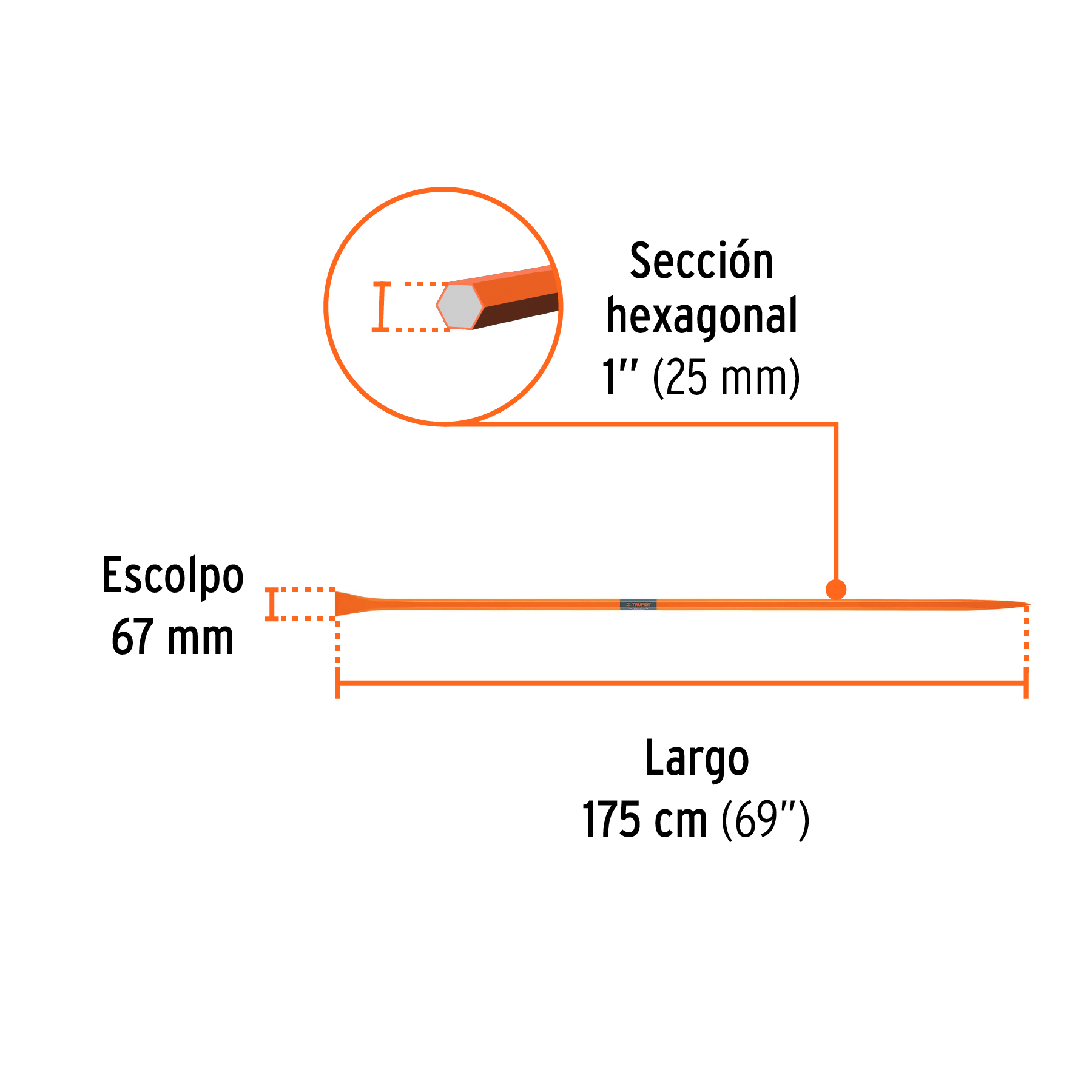 Chuzo 1" x 175cm (19963) Truper
