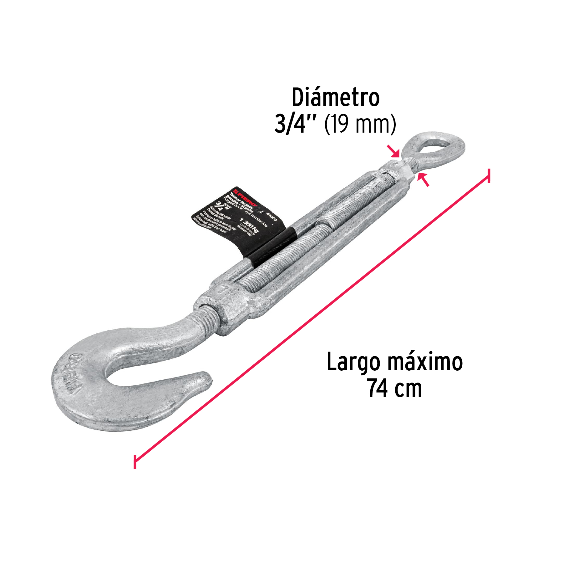Tensor gancho argolla 3/4´´ 1300Kg (44069) Fiero
