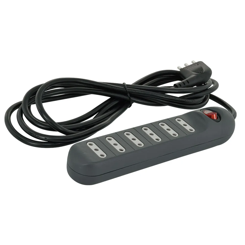 Alargador Multiple 6 Posiciones 2P+T 10A 3 Mts negro  Standford