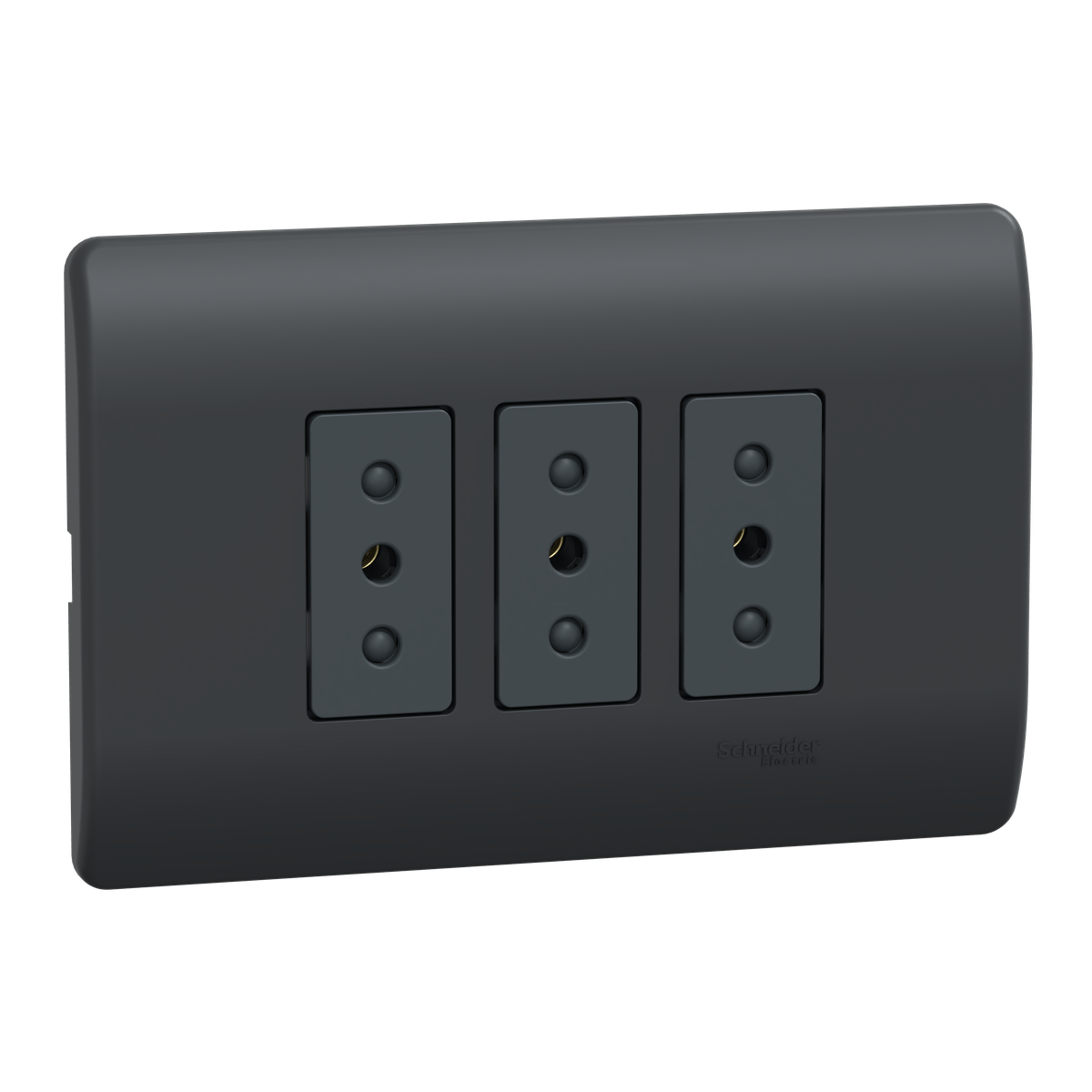Enchufe triple 10A Genesis negro Schneider