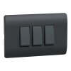 Interruptor triple 10A 9/32  Genesis negro Schneider
