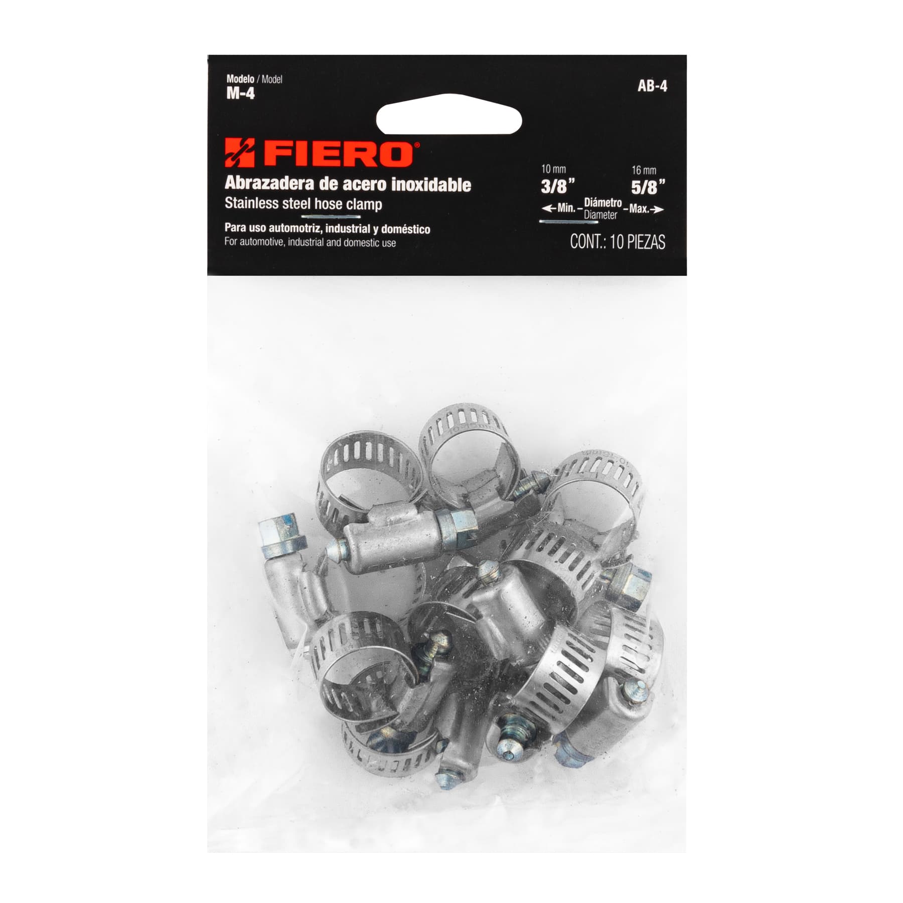 Abrazadera cremallera Inox. 3/8-5/8" 10pz (44232) Fiero