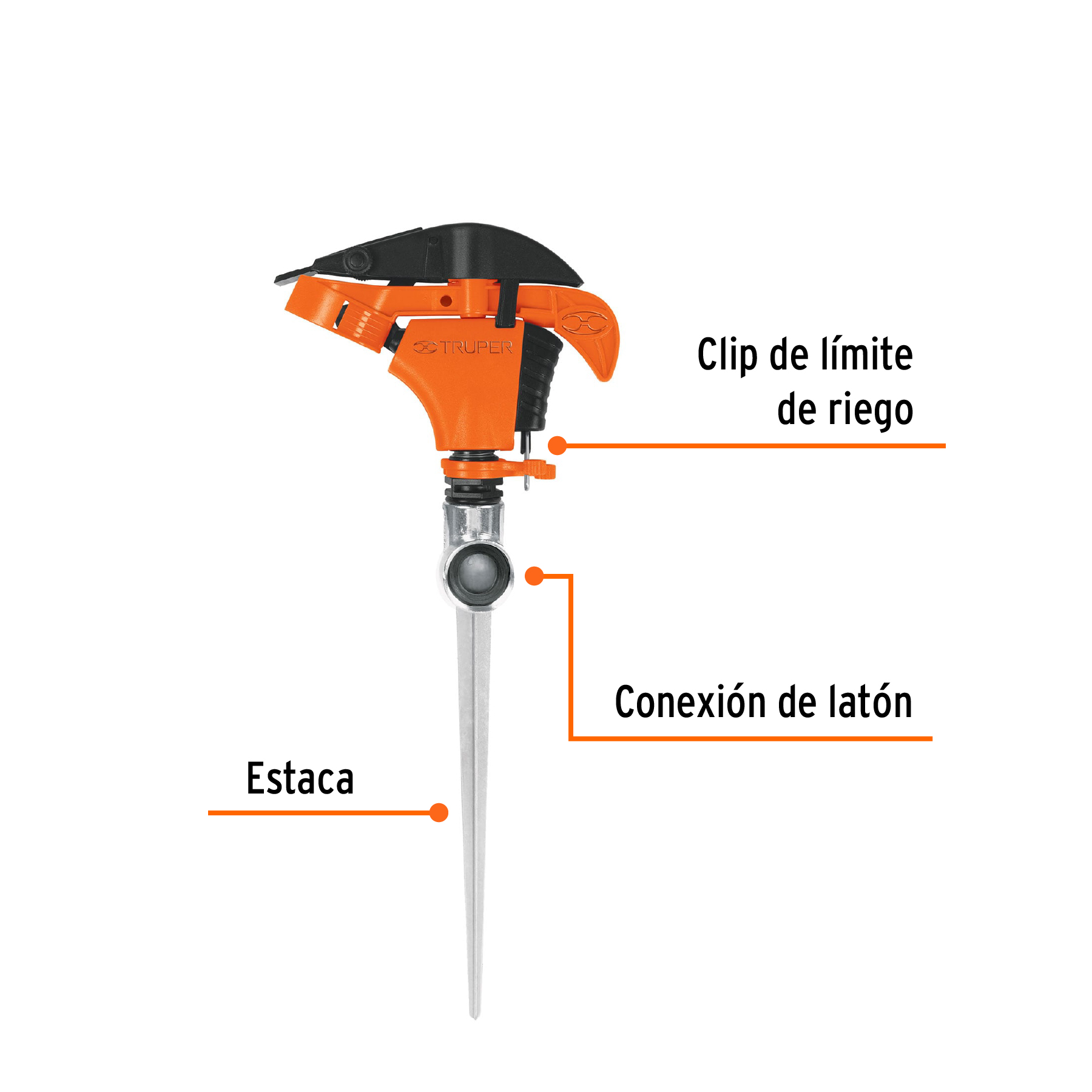 Aspersor plástico 11" una vía estaca metálica (10336) Truper