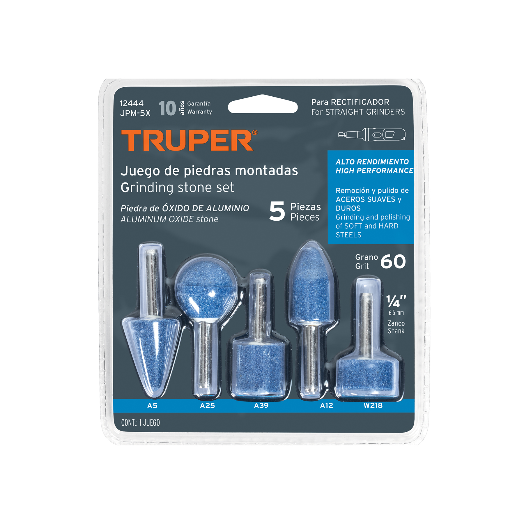Juego 5 piedras montadas para Dremel (12444) Truper