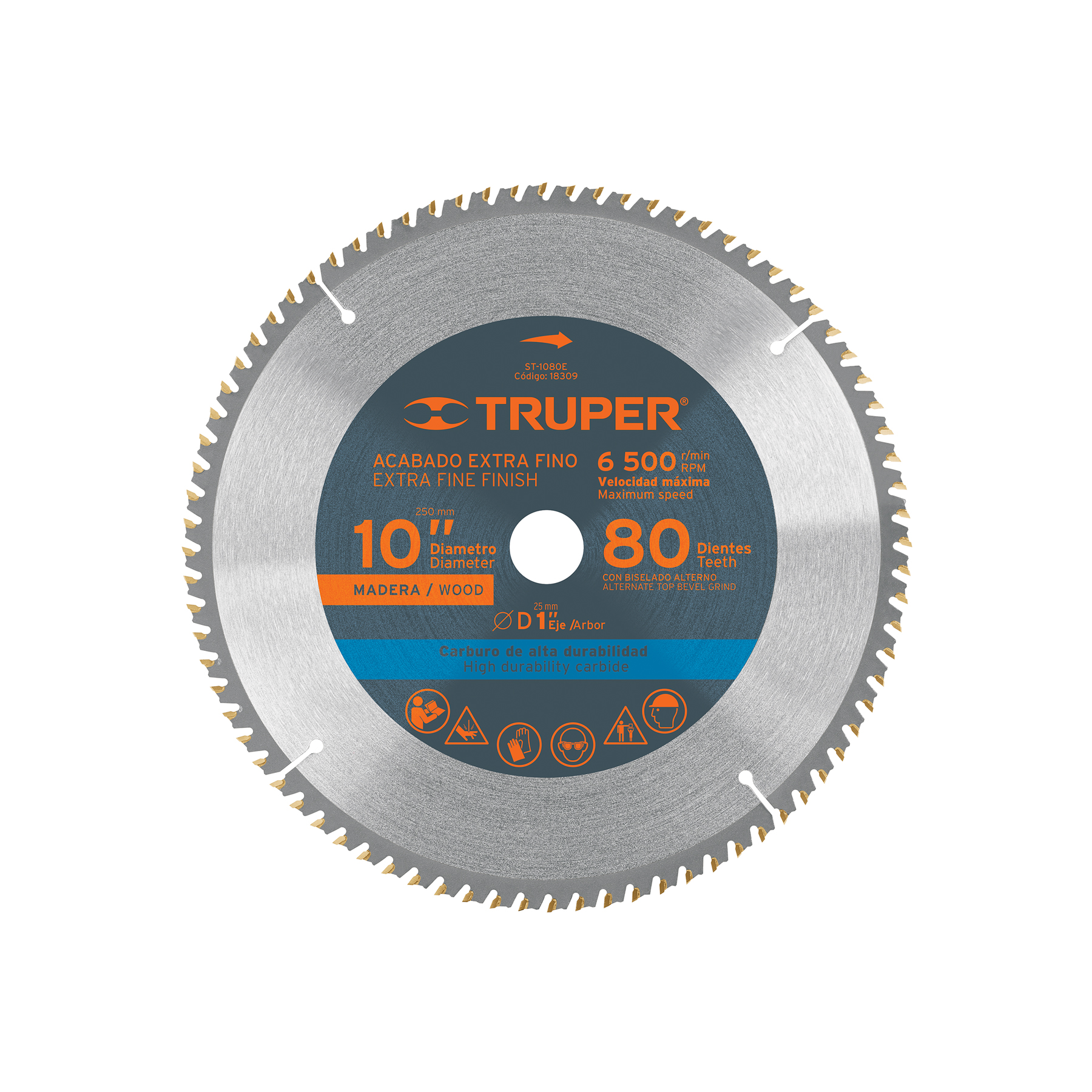 Disco sierra madera 10" 80 dientes eje 1" (18309) Truper