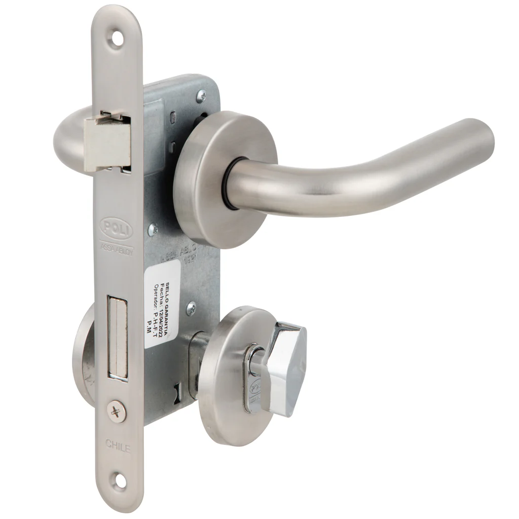 Cerradura embutida dormitorio-oficina con manillas Inox kenzo B40 Poli