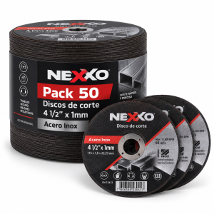 Pack 50 Discos corte 4 1/2″ x 1 mm acero inox NEXXO