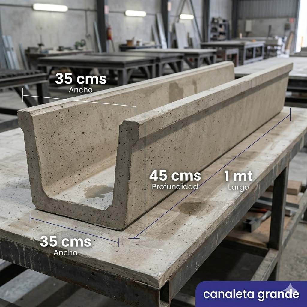 Canaleta concreto grande 35 cms x 45 cms x 1 mt ACONCRET
