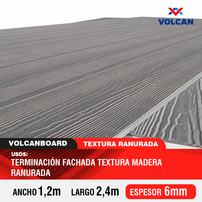 Fibrocemento ranurado 6mm 1.2 x 2.4m Volcanboard
