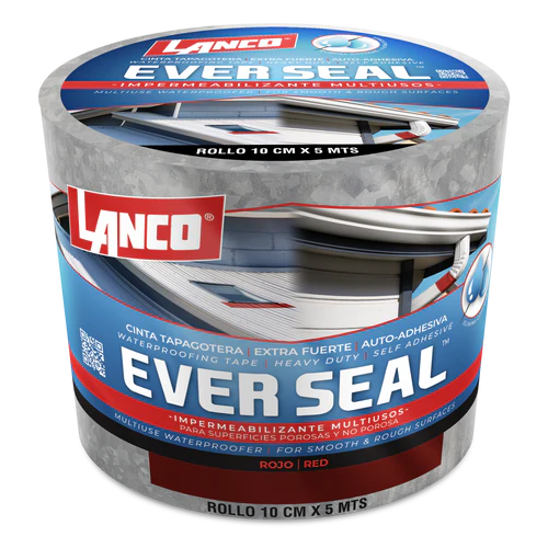 Cinta tapagotera EVERSEAL 10cm x 5 mts COLOR ROJO Lanco