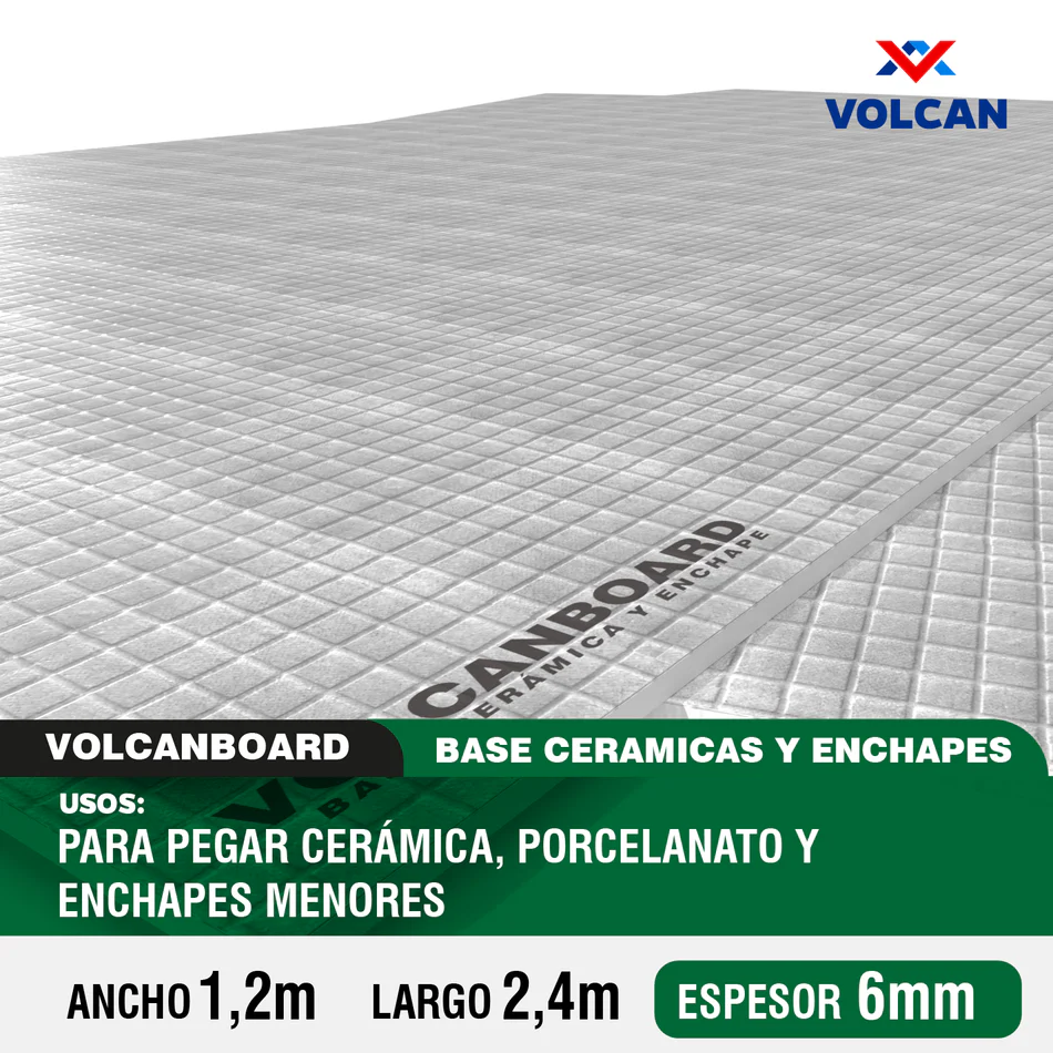 Fibrocemento Fibrocemento 6mm 1.2 x 2.4 mts base ceramica Volcanboard