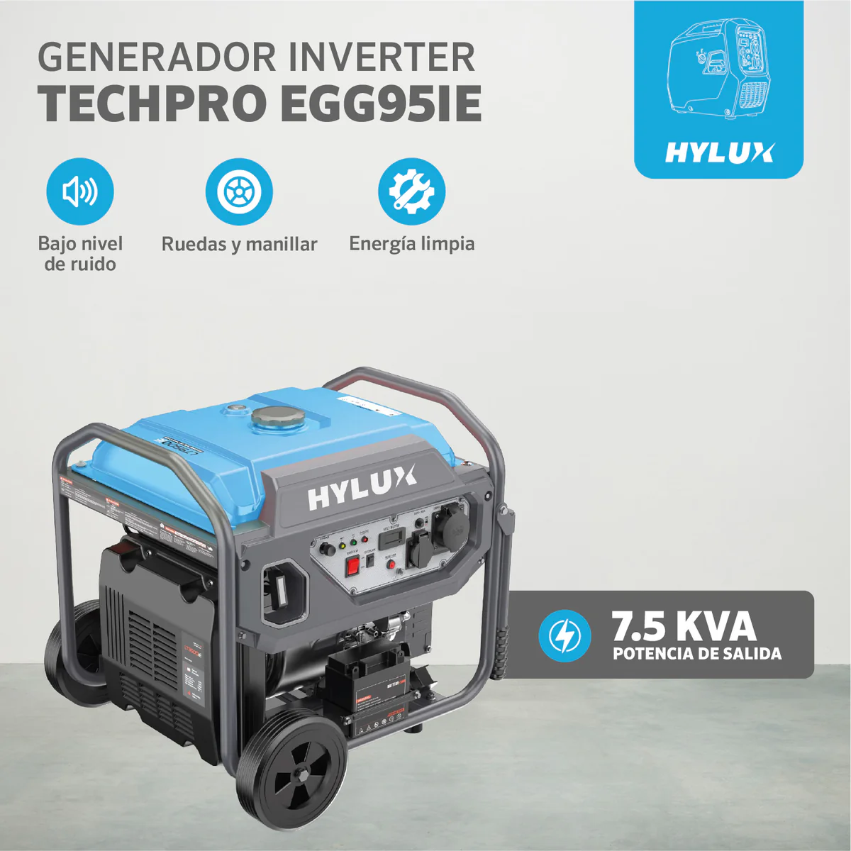 Generador inverter EGG95iE 7.5  KVA bencina  Hylux