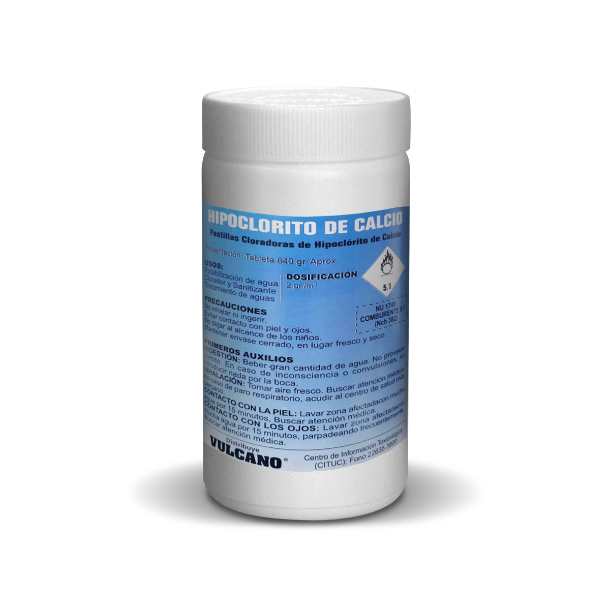 Hipoclorito de calcio (840 g) tabletas (potabilización agua) Vulcano