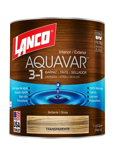 Barniz Aquavar  natural  3 en 1 satinado 1/4 gl  Lanco