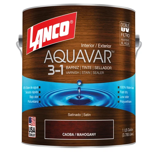 Barniz Aquavar caoba 3 en 1 satinado 1gl Lanco